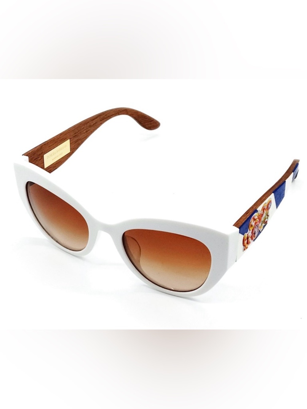 NIB [Dolce & Gabbana] Cat Eye Sicilian Carretto Callet Circus White Sunglasses - Picture 3 of 16